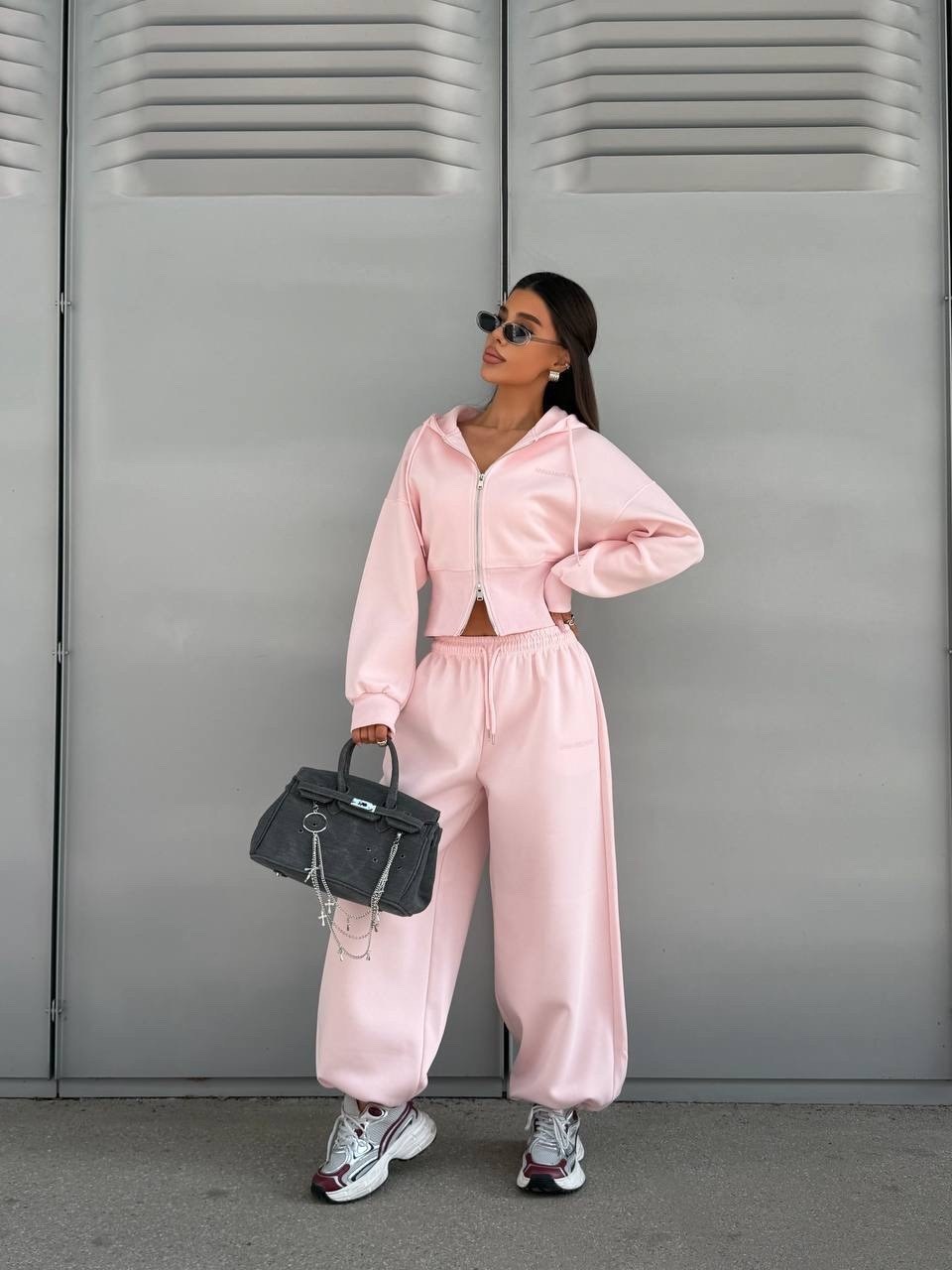 костюм спортивный,спортивный костюм женский,спортивный костюм для женщин,костюм спортивный со штанами палаццо и зип худи micca розовый,костюм спортивный розовый