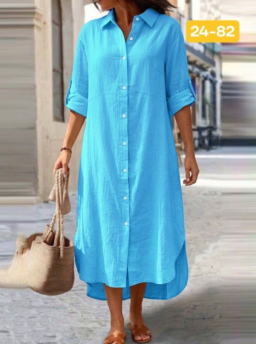 женское длинное платье-рубашка из хлопка и льна,женское платье-рубашка из хлопка и льна,платье рубашка летнее,льняное платье рубашка,женское платье рубашка