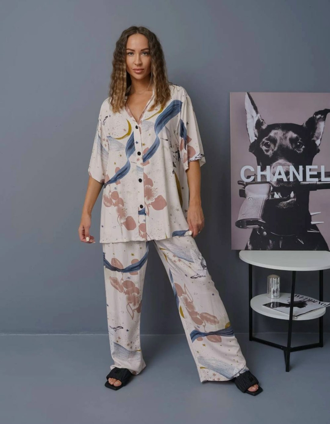 костюм женский в пижамном стиле брючный двойка кимоно и штаны,хлопковая пижама со штанами и рубашкой домашний костюм sofasleep,пижама женская костюм домашний,пижама со штанами и рубашкой домашняя,пижа