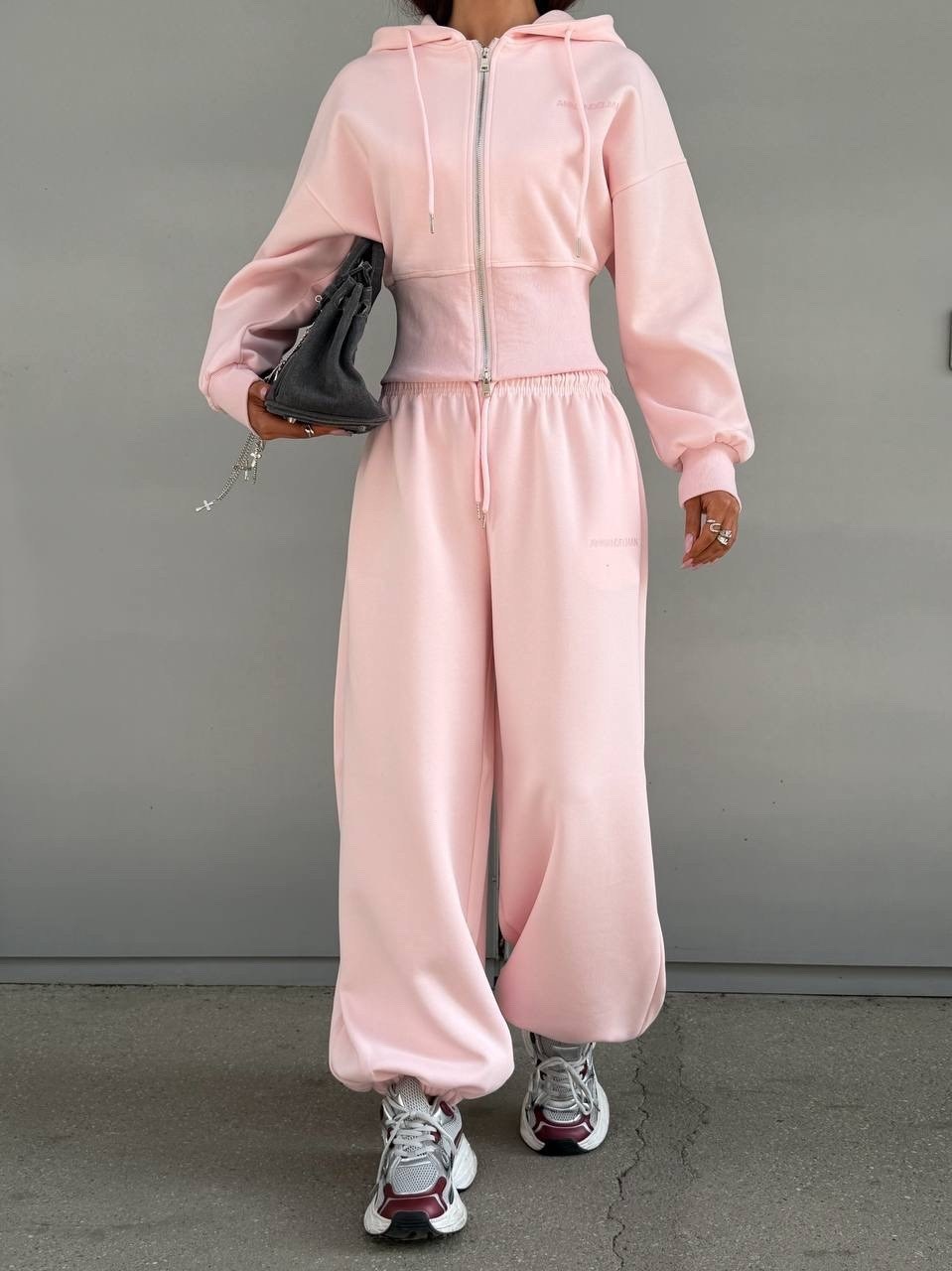 костюм спортивный,спортивный костюм женский,спортивный костюм для женщин,костюм спортивный со штанами палаццо и зип худи micca розовый,костюм спортивный розовый