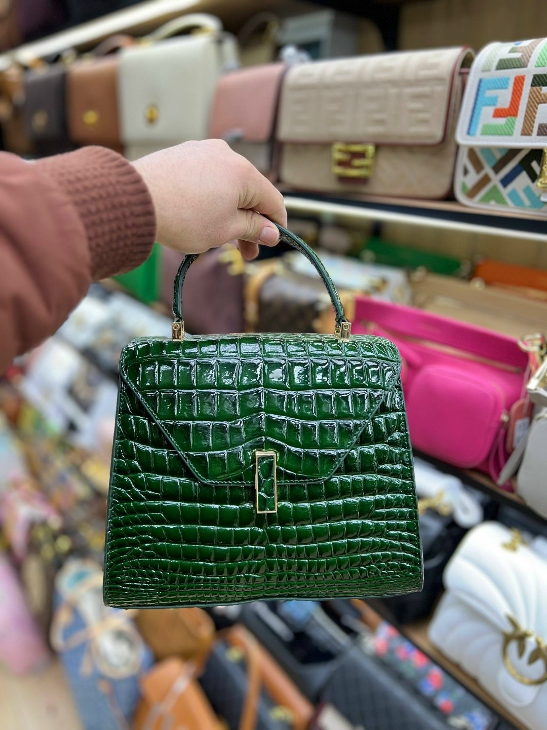 модная сумка,сумка,кожа крокодила сумки женские,сумки женская,сумка женская из крокодиловой кожи (каймана)