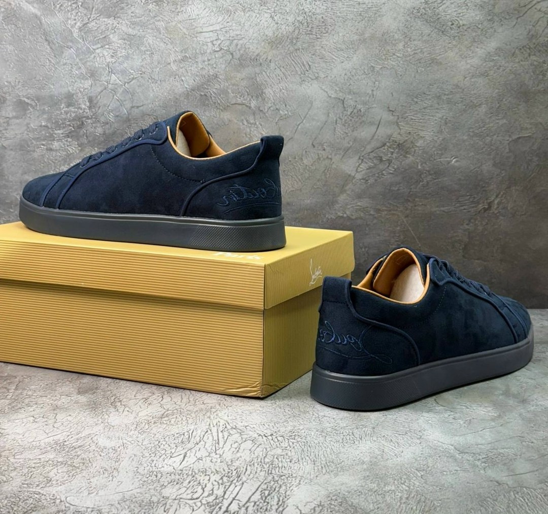 замшевые кроссовки fun louis junior christian louboutin синий,кеды louboutin мужские,,christian louboutin мужские кеды,кеды для мужчин замш