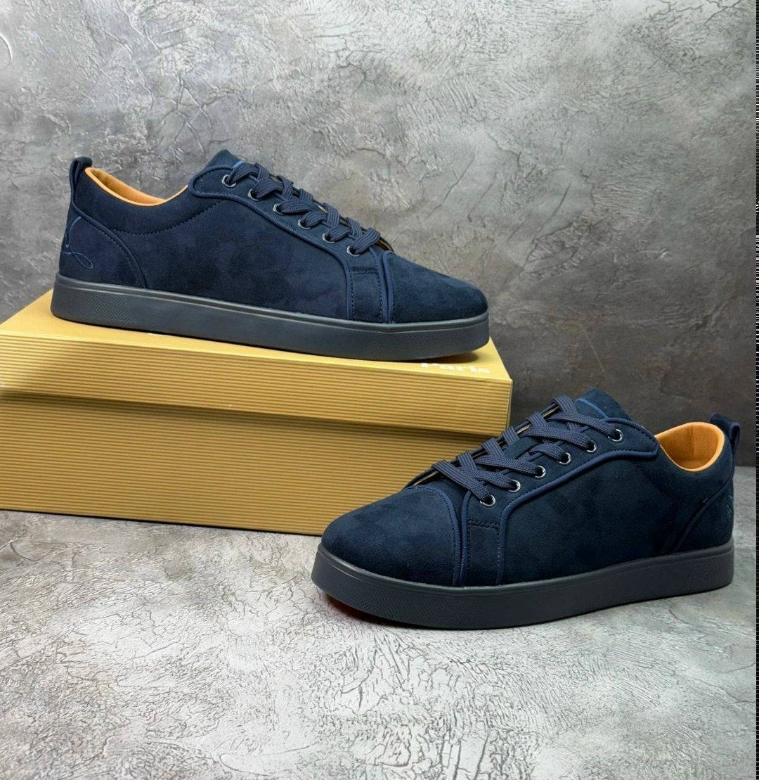 замшевые кроссовки fun louis junior christian louboutin синий,кеды louboutin мужские,,christian louboutin мужские кеды,кеды для мужчин замш