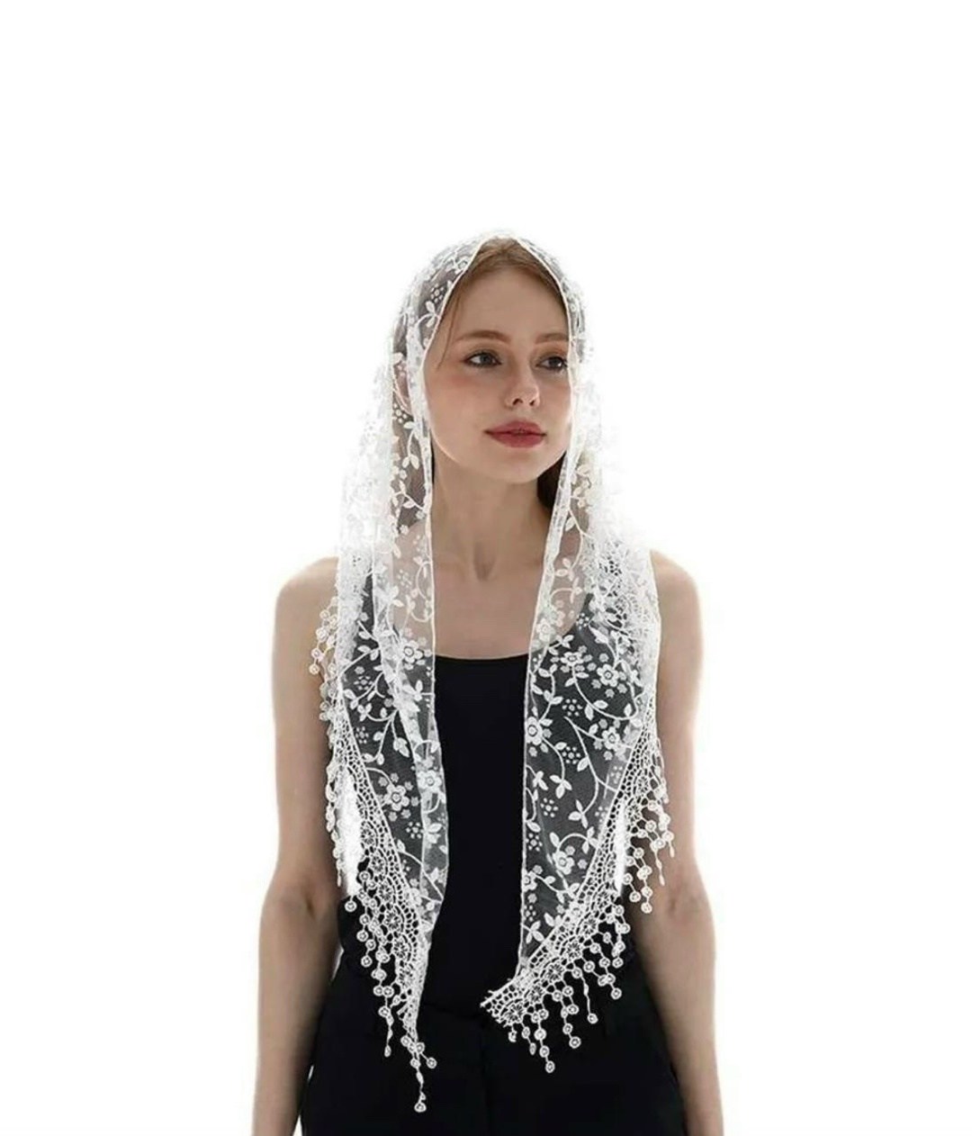 женский треугольный шарф для церковной молитвенной шаль,прозрачный шарф,женский кружевной треугольный накладка на голову платок для храма в церковь,косынка для венчания,женский треугольный платок для
