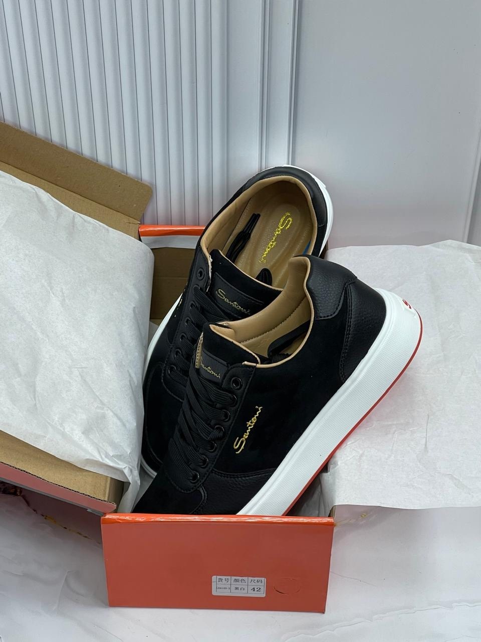 мужские кеды,кеды мужские кожаные santoni черные premium,,кеды мужские santoni,кеды santoni