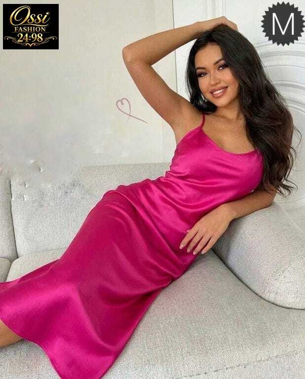 шелковое платье комбинация,атласное платье комбинация,платье комбинация фуксия,шелковое платье комбинация фуксия,атласное платье