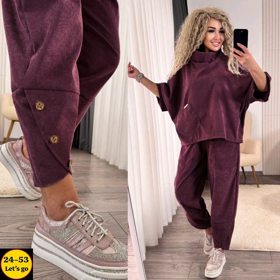 костюм женский вельвет туника с брюками для больших размеров цвет бордовый размер 54,костюм женский туника с брюками из вельвета больших размеров от velesway,костюм бохо женский брючный,брючный костюм