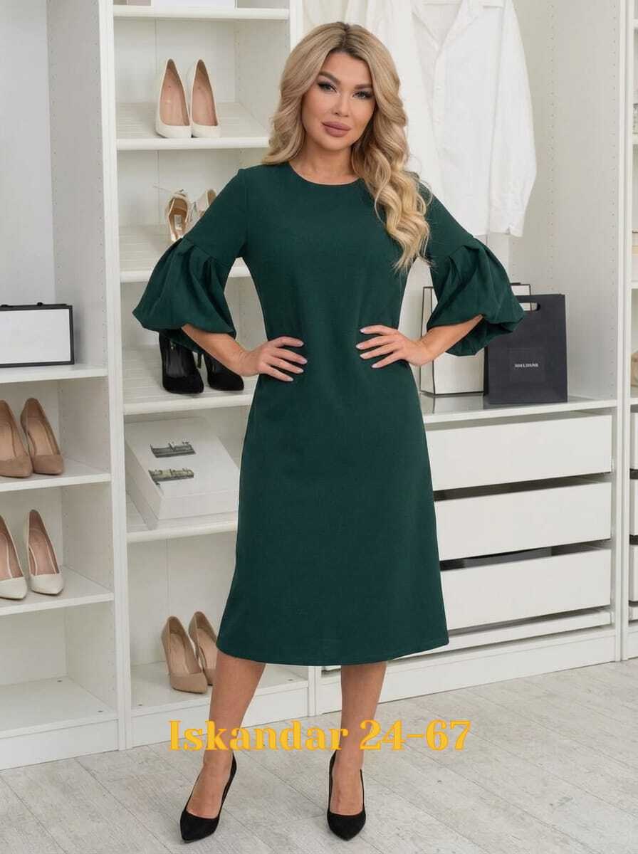 lt collection платье лорина (изумруд) п11523,lt collection платье малибу изумруд п11246,платье женское,платье короткое изумрудное с объёмными рукавами-гофре,платье лорина (изумруд) п11523