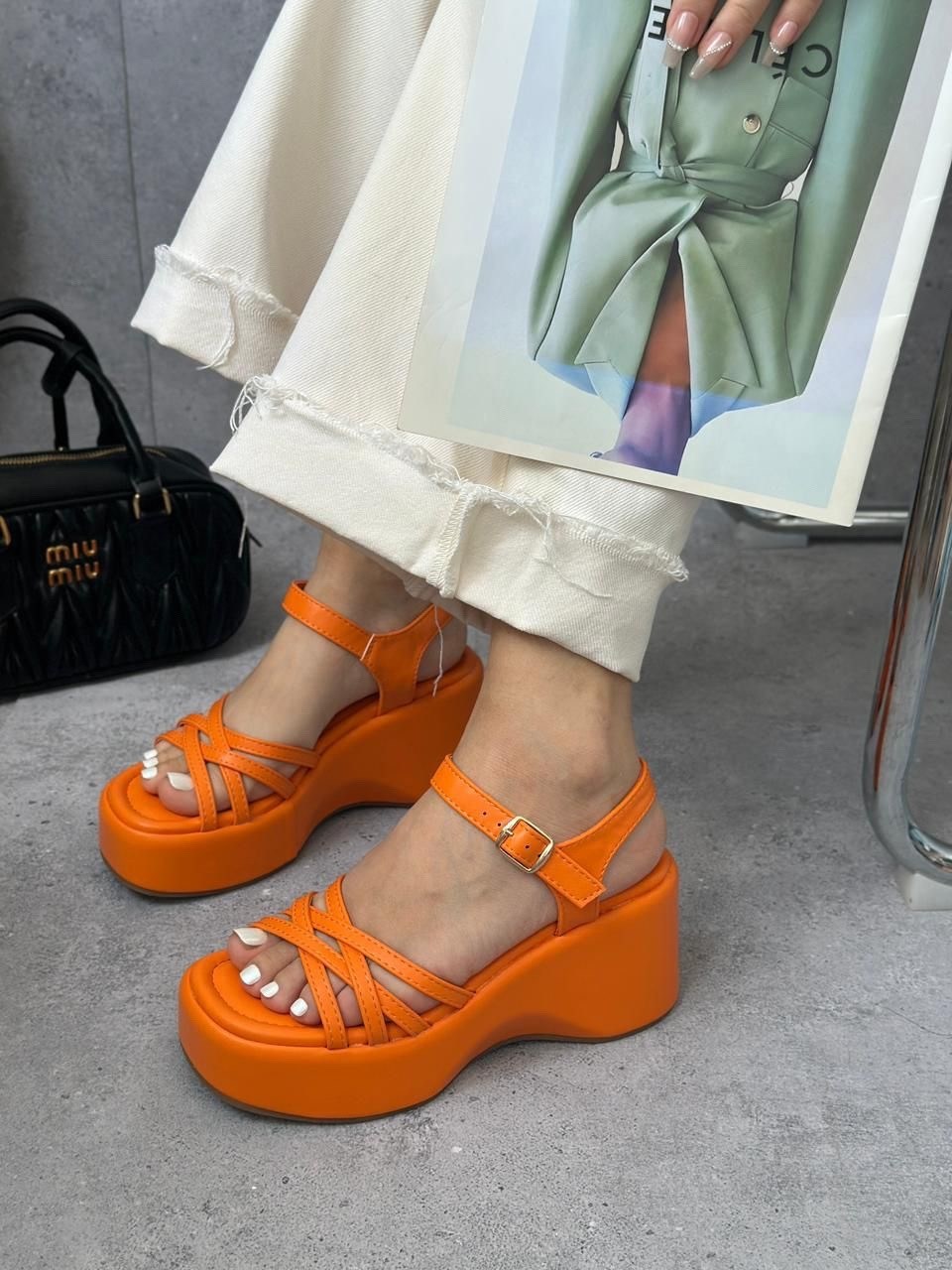 босоножки на платформе,летние босоножки,оранжевые босоножки,босоножки женские,босоножки