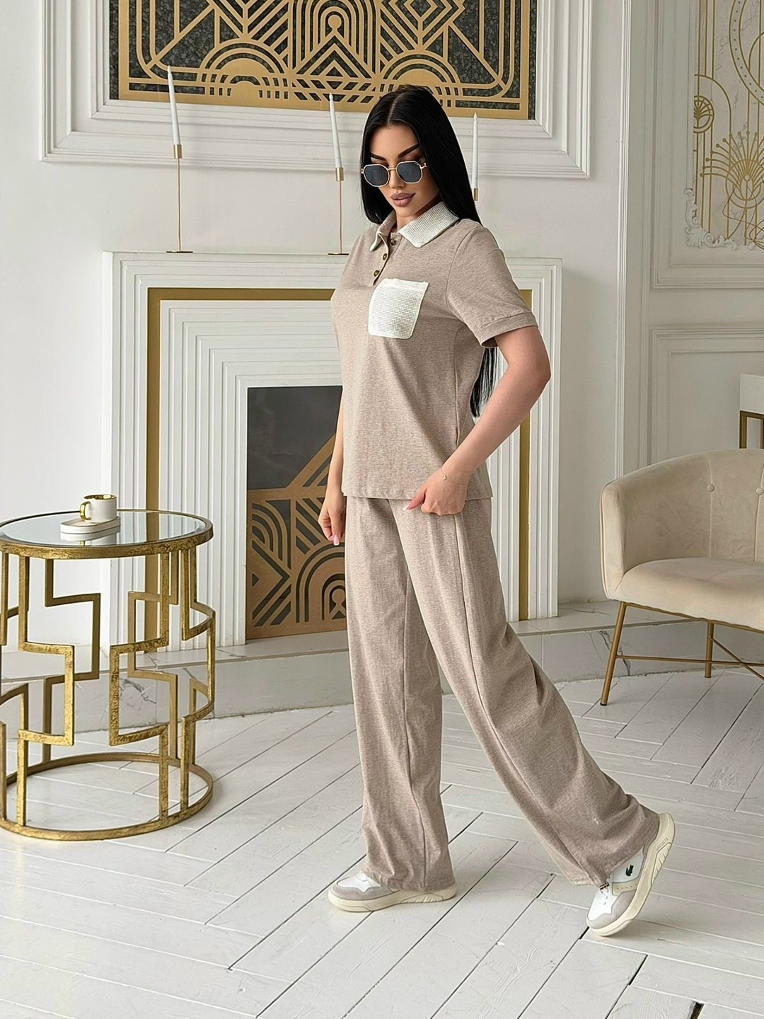 костюм женский,бежевый костюм,трикотажные костюмы,стильные костюмы,костюм с брюками