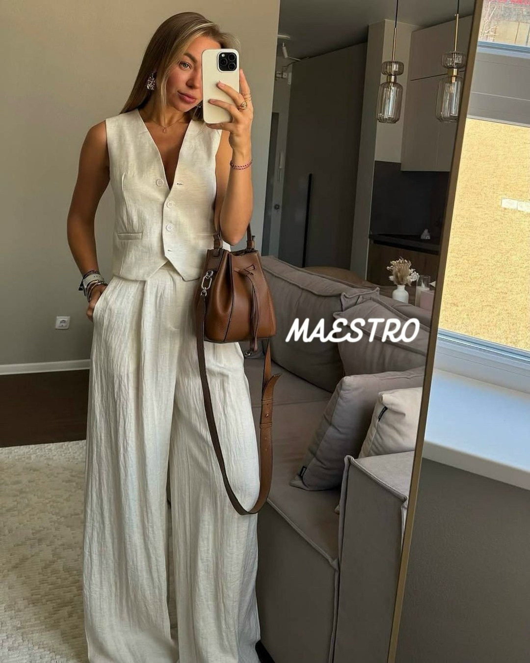брючный костюм из льна,костюм женский лен,костюм белый брючный,брючный костюм,брючный костюм с жилетом