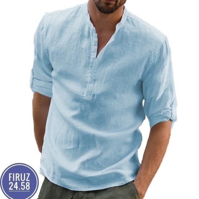 мужская льняная рубашка,рубашка мужская повседневная,рубашка мужская из хлопка,мужская однотонная повседневная хлопковая льняная рубашка с длинным рукавом cotosen,льняная рубашка