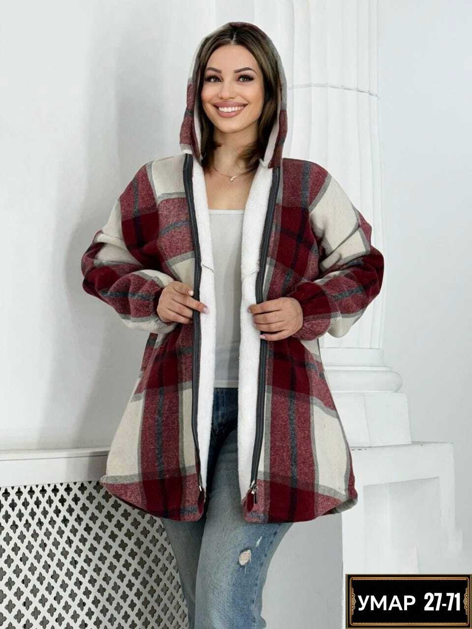рубашка женская в клетку оверсайз тёплая,рубашка теплая с капюшоном,рубашка теплая,куртка женская,рубашка теплая в клетку удлиненная
