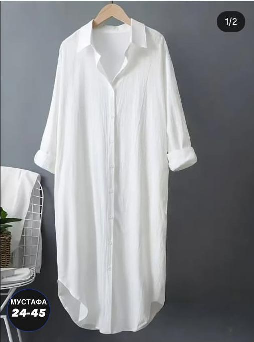 длинное белое платье-рубашка для женщин,платье рубашка из хлопка и льна,льняное платье рубашка,длинная белая рубашка для женщин хлопковая,платье рубашка макси оверсайз хлопок
