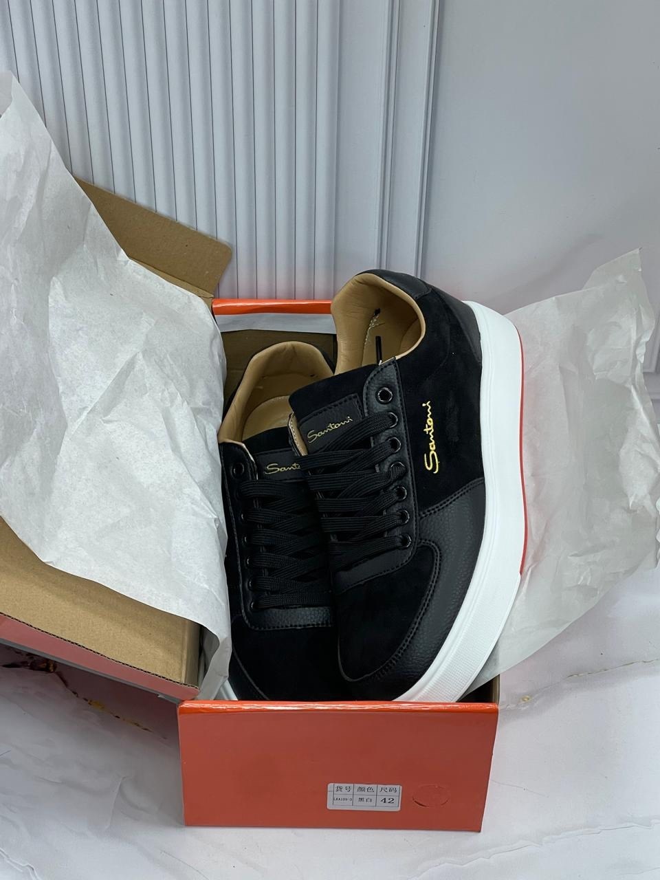 мужские кеды,кеды мужские кожаные santoni черные premium,,кеды мужские santoni,кеды santoni