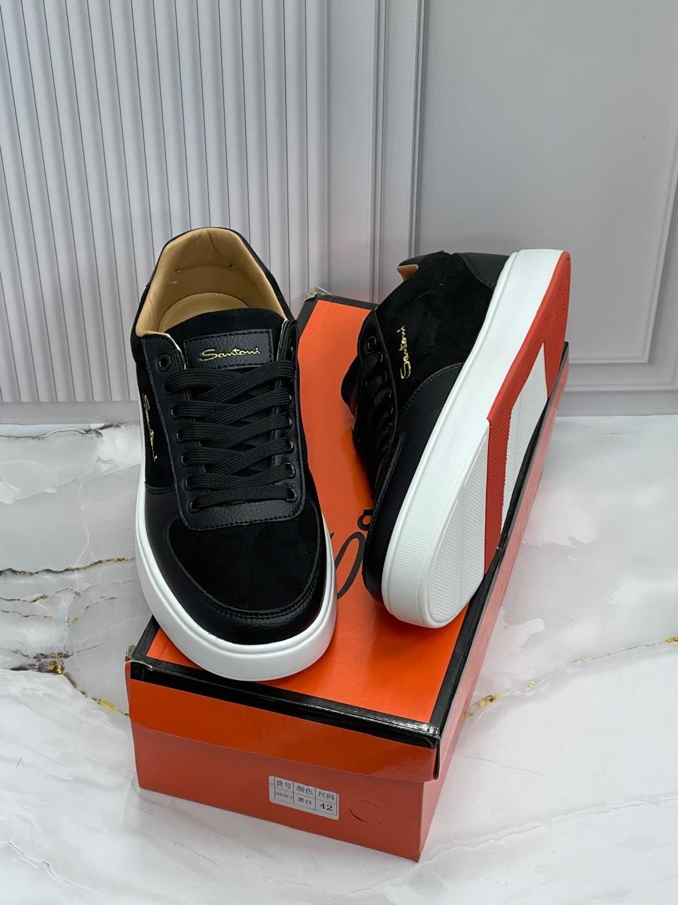 мужские кеды,кеды мужские кожаные santoni черные premium,,кеды мужские santoni,кеды santoni