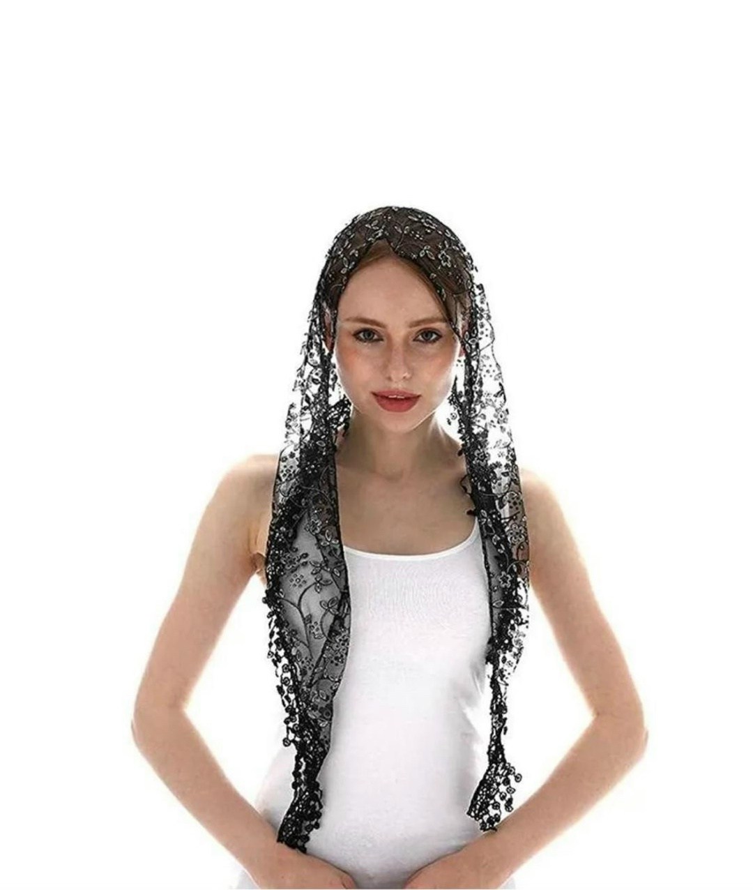 женский треугольный шарф для церковной молитвенной шаль,прозрачный шарф,женский кружевной треугольный накладка на голову платок для храма в церковь,косынка для венчания,женский треугольный платок для