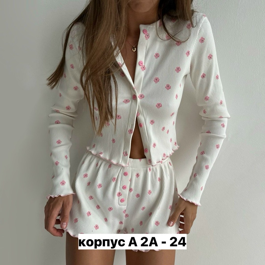 муслиновая пижама с шортами домашняя одежда lessyok 221180683,женские пижамы,пижама женская с шортам,пижама одежда для дома,пижама для женщин