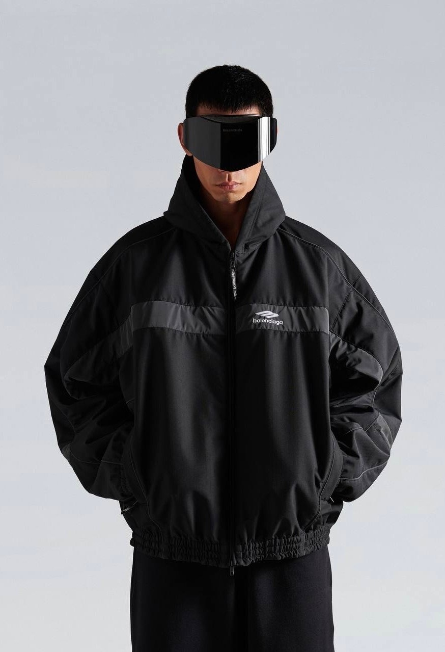 куртка 3b sports icon medium fit tracksuit jacket 'black' balenciaga,куртка balenciaga,спортивная куртка,куртка,windbreaker balenciaga tracksuit jacket