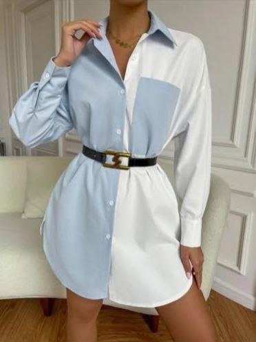 платье-рубашка,женское платье рубашка,рубашка двухцветная,повседневная рубашка,рубашка модная