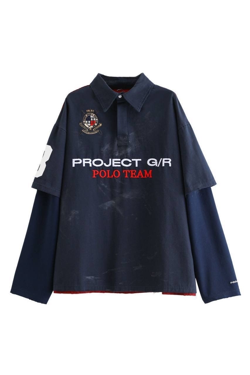 лонгслив grailz project g/r polo team,футболка-поло grailz project g/r,лонгслив grailz project g r,чёрное polo project g/r,футболка поло grailz project polo team