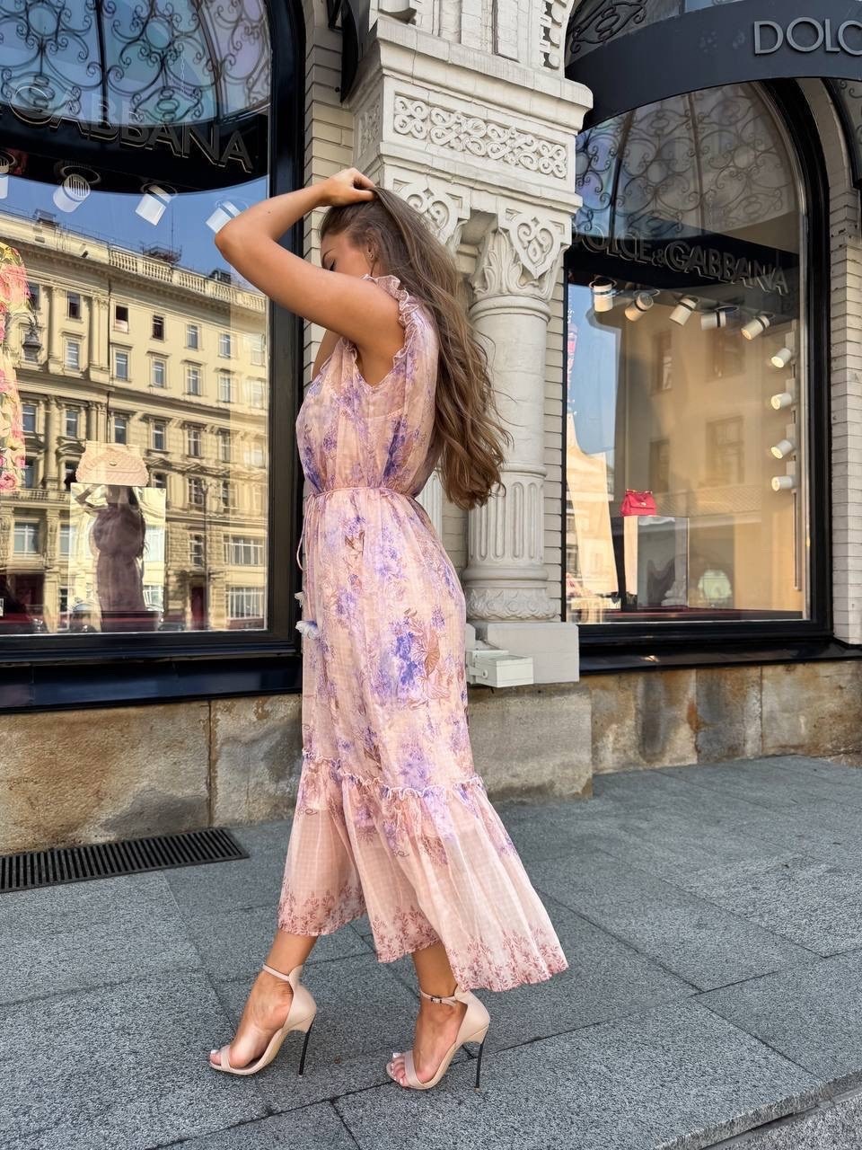 шифоновое платье,платье летнее женское,платье летнее длинное,платье пудровое,платье летнее