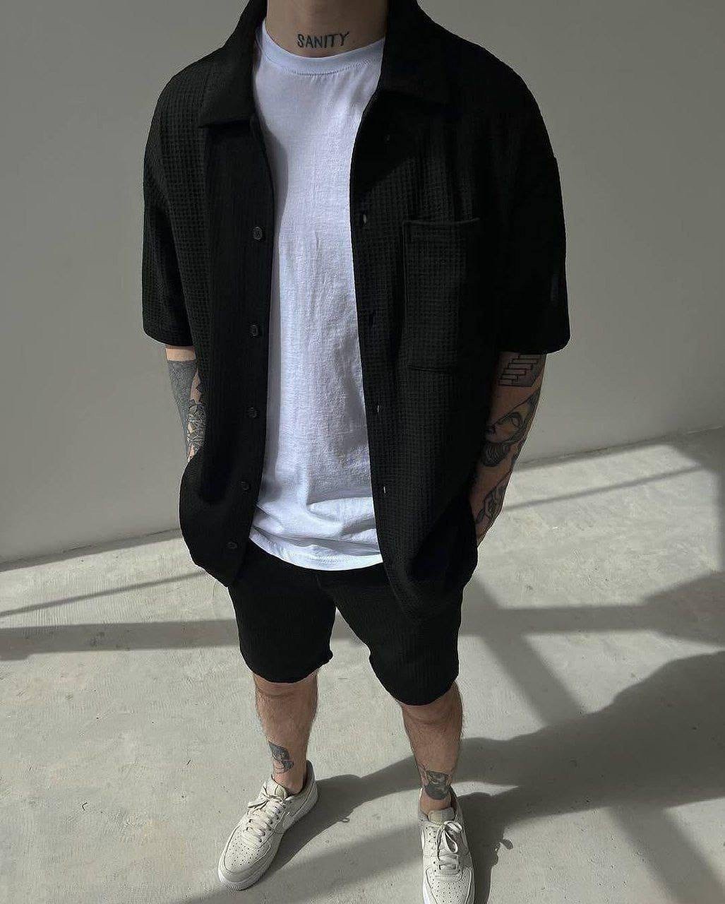 костюм летний мужской,мужская мода,повседневная рубашка,костюм мужской,мужские комплекты