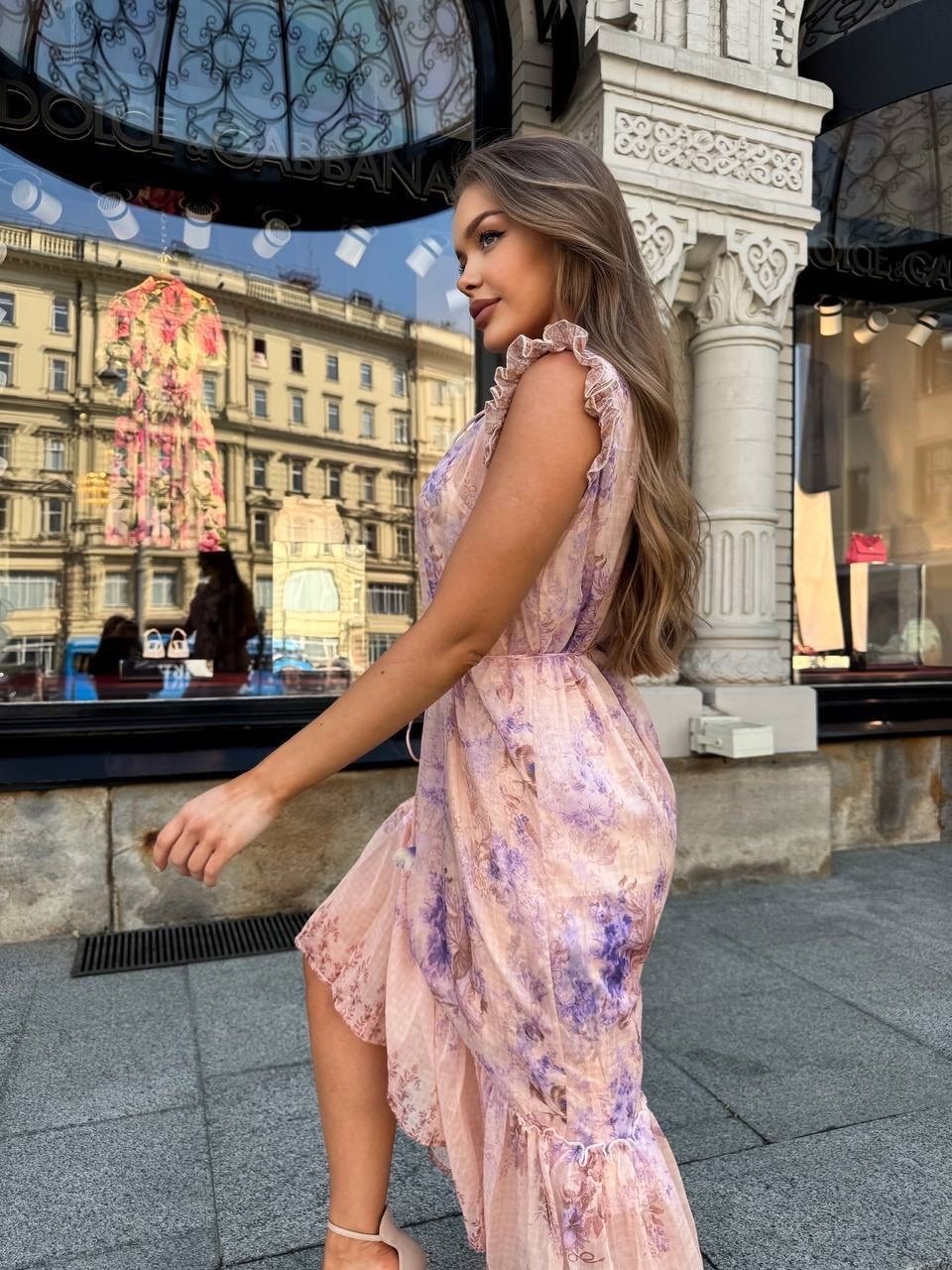 шифоновое платье,платье летнее женское,платье летнее длинное,платье пудровое,платье летнее