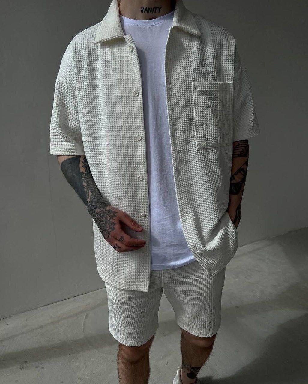 костюм летний мужской,мужская мода,повседневная рубашка,костюм мужской,мужские комплекты