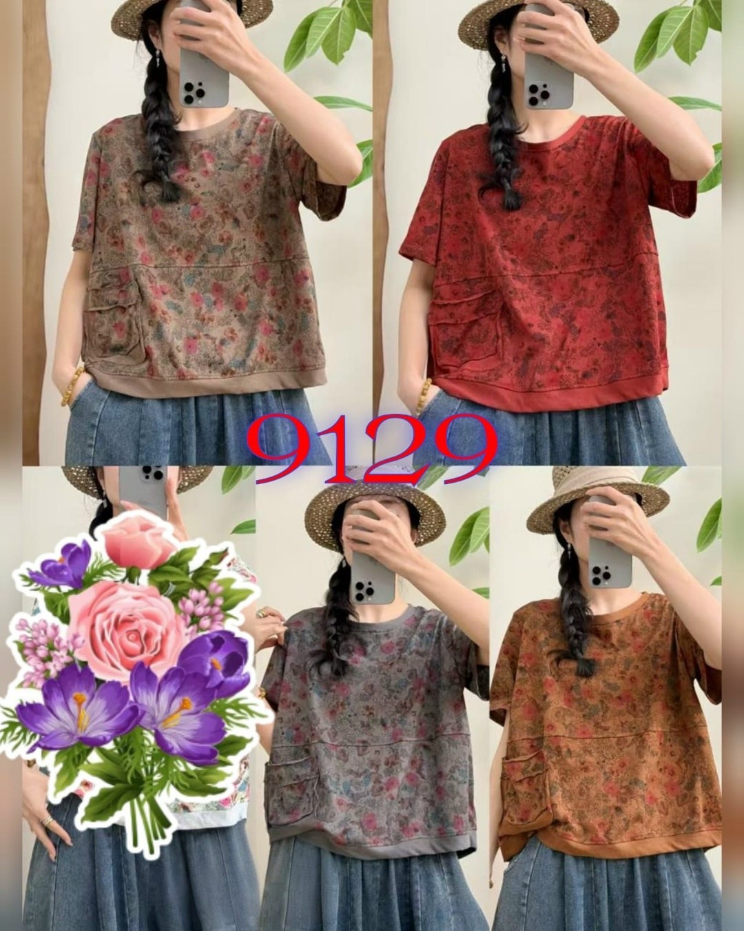 футболки женская,футболки модные,johnature женские винтажные футболки с цветочной,женская блузка,женская летняя блузка