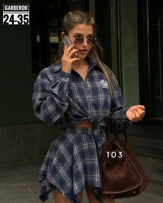 костюм с короткой юбкой и рубашкой в клетку,костюм юбка с рубашкой,костюм женский с юбкой и рубашкой,костюм в клетку,костюм с юбкой и рубашкой в клетку