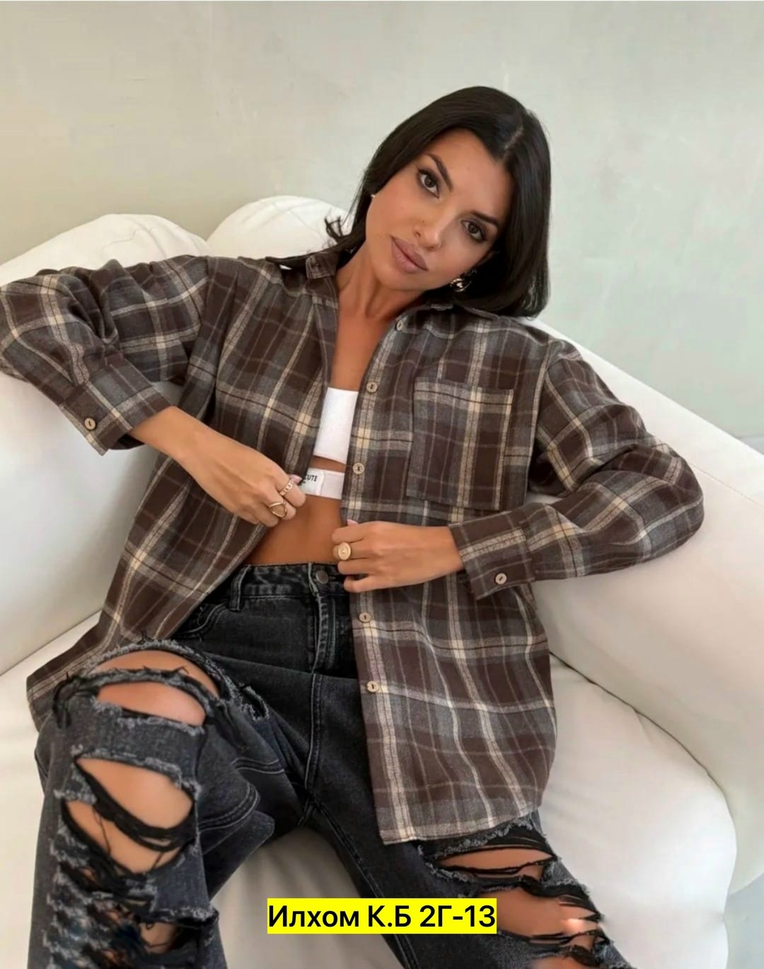 женская рубашка в клетку,рубашка оверсайз в клетку,рубашка в клетку женская оверсайз,женская клетчатая рубашка из полиэстера,рубашка в клетку оверсайз удлиненная