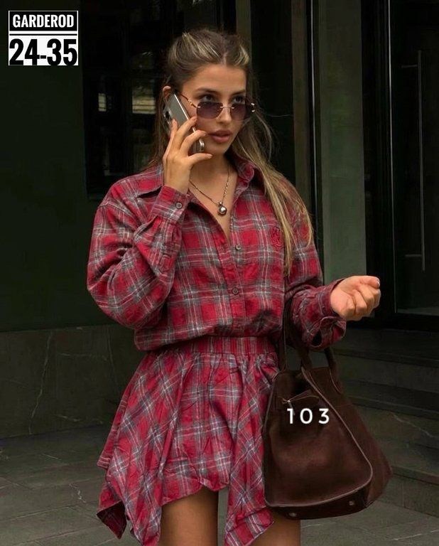 костюм с короткой юбкой и рубашкой в клетку,костюм юбка с рубашкой,костюм женский с юбкой и рубашкой,костюм в клетку,костюм с юбкой и рубашкой в клетку