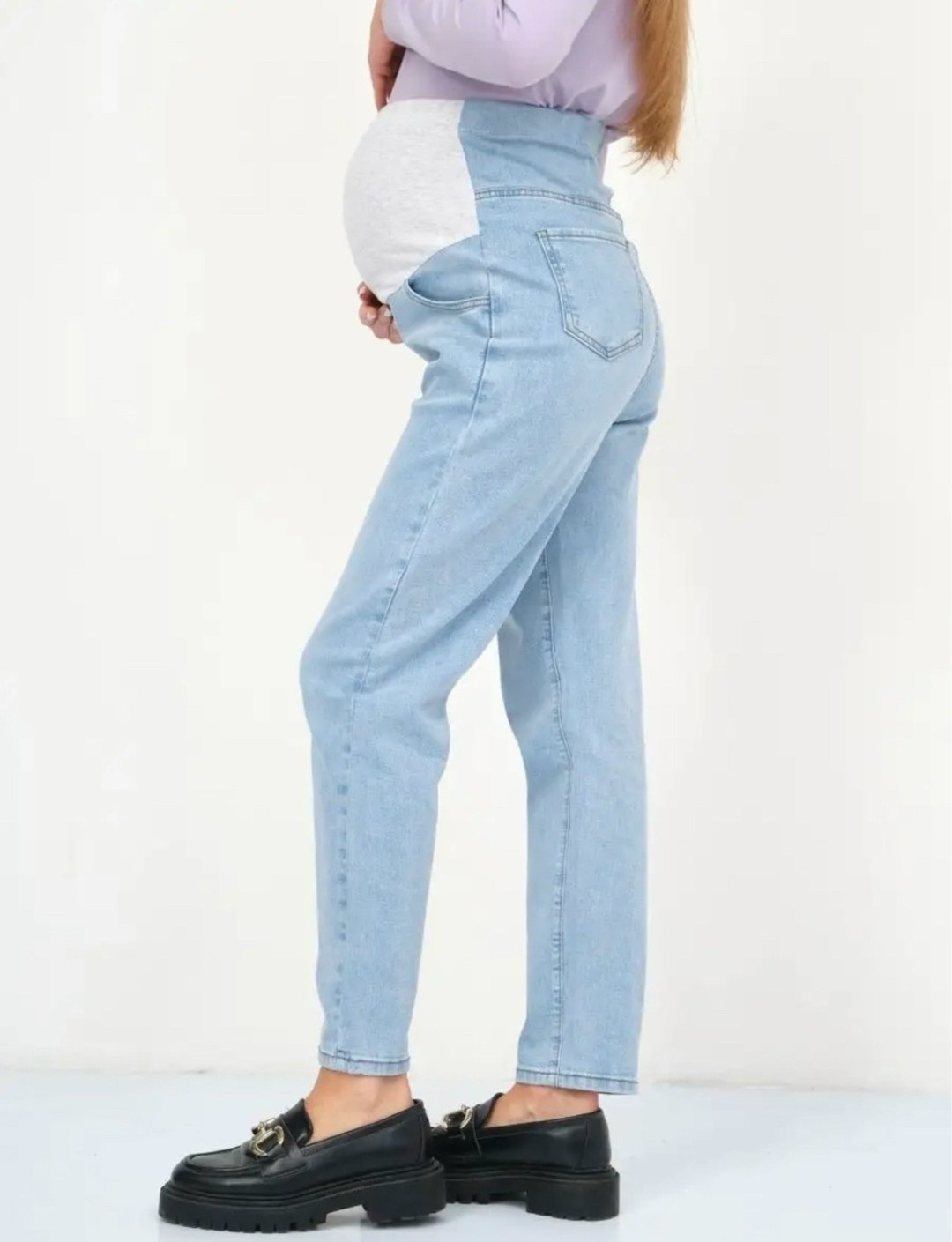 джинсы светло-голубые 1-нм 67712 для беременных,джинсы для беременных,джинсы для беременных на маленьком сроке,джинсы для беременных из эластичного денима,джинсы мом для беременных