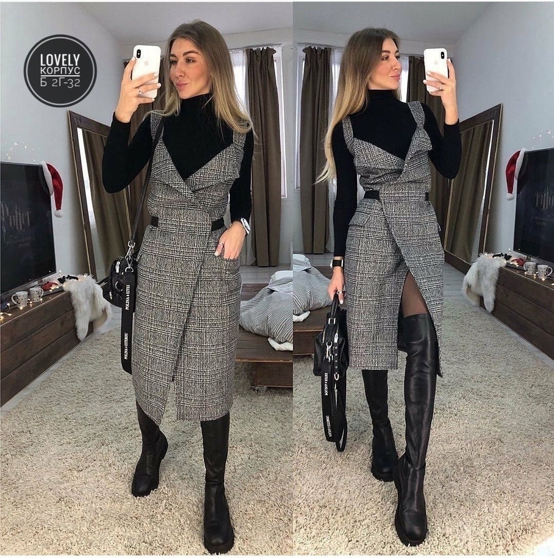 теплый сарафан,сарафан теплый офисный,cарафан из твида,сарафан,сарафан модный