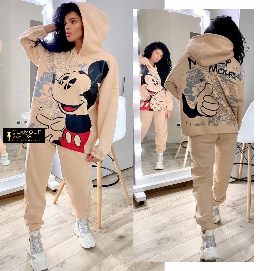 костюм женский спортивный на флисе,костюм теплый,костюм спорт,спортивный костюм с микки маусом женский,костюм женский