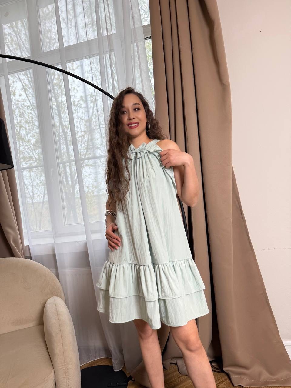 платье с оборками,платье,платье сарафан,платье без рукавов с оборками,платье трапеция мини