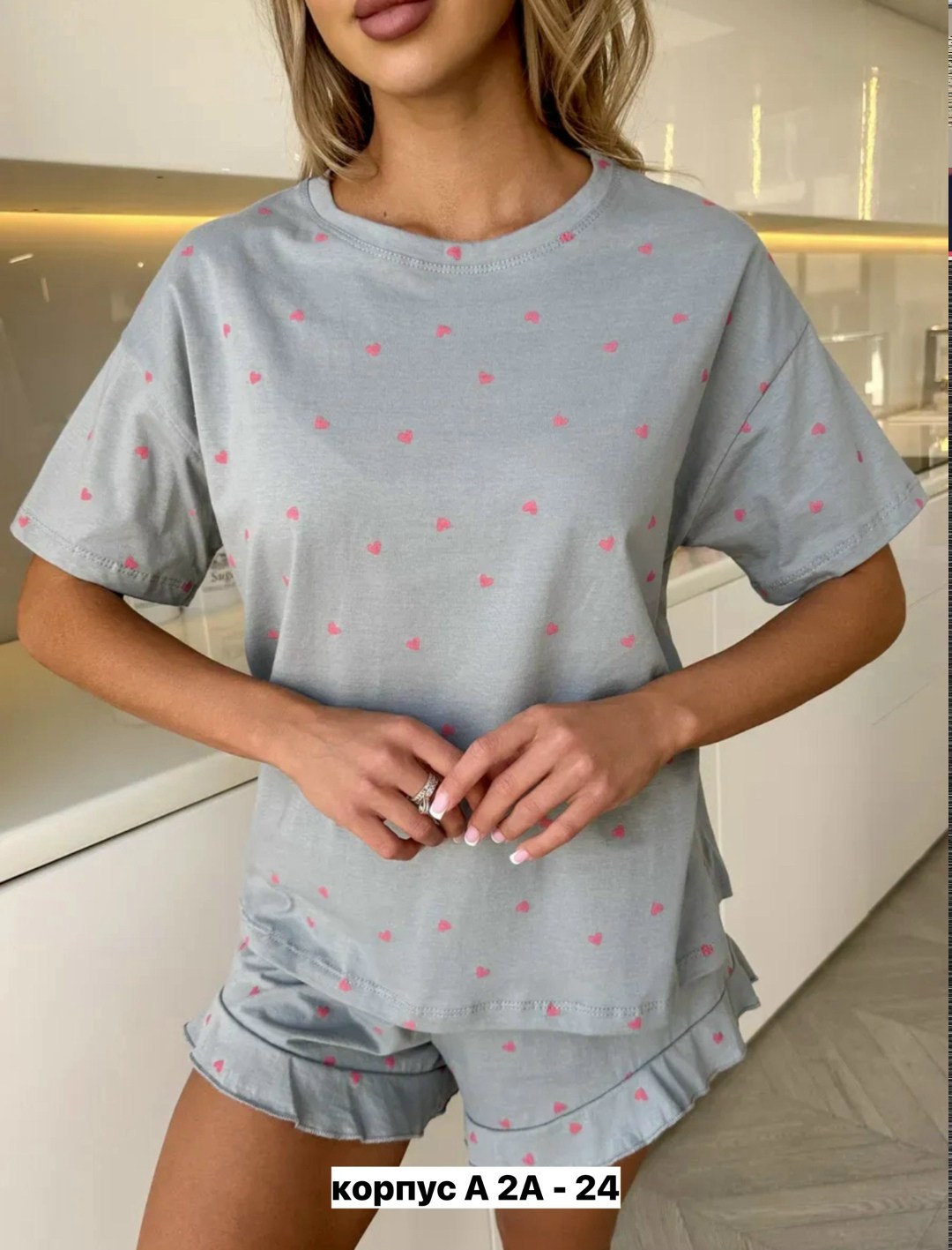 пижама с шортами хлопковая сердечки,пижама с сердечками с шортами и топом костюм летний для дома umood 218997300,пижама с шортами и футболкой с вишней муслиновая katalinof,пижама с шортами женский,мус