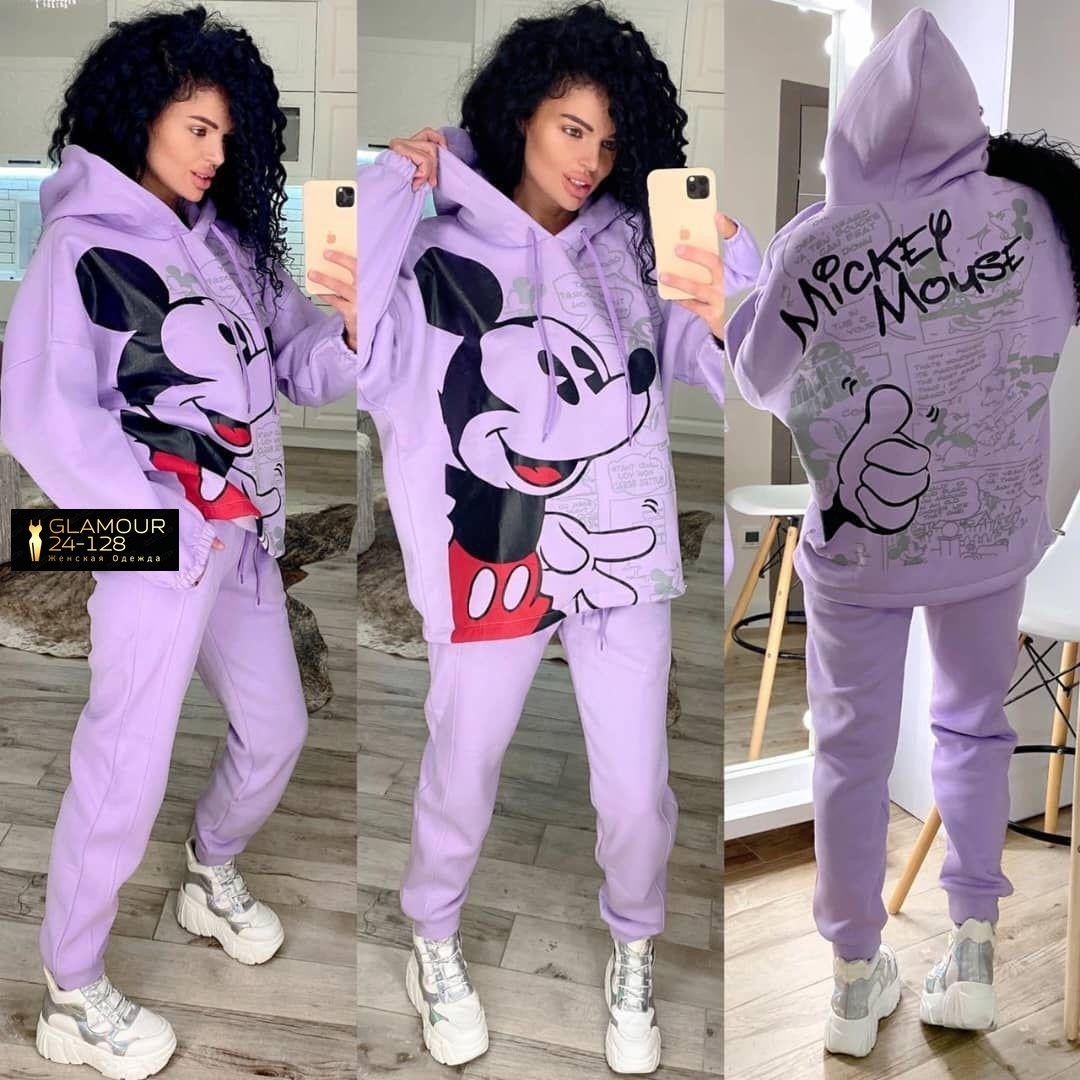 костюм женский спортивный на флисе,костюм теплый,костюм спорт,спортивный костюм с микки маусом женский,костюм женский