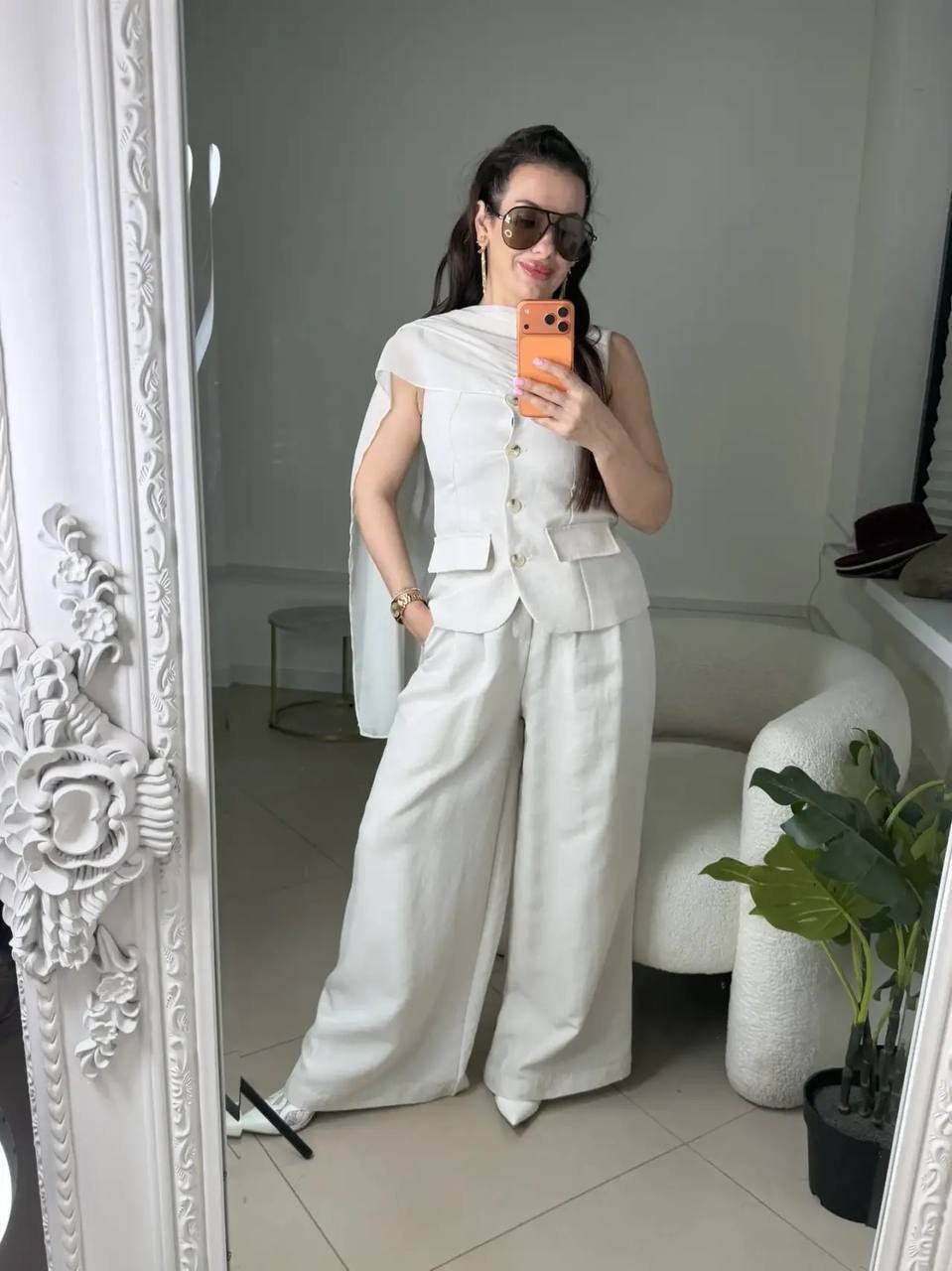 брючный костюм,льняной костюм женский,широкие брюки,льняной костюм,льняной брючный костюм