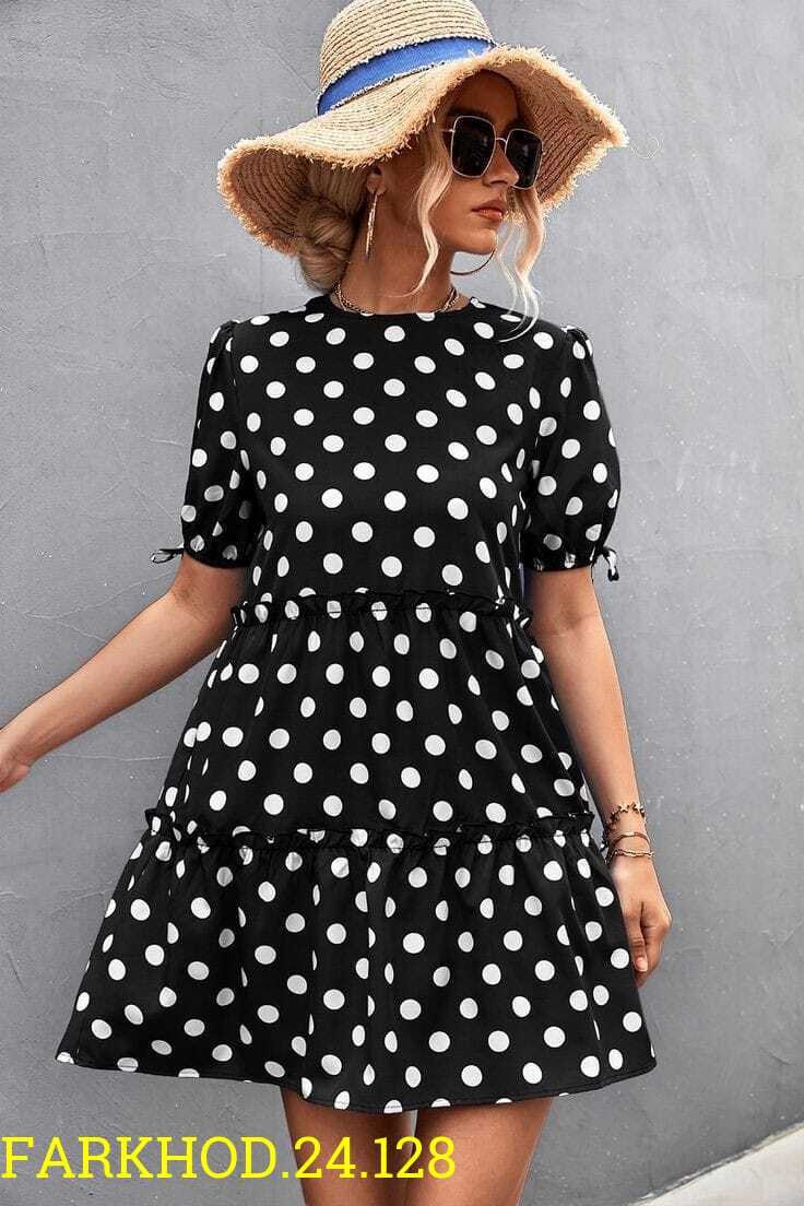 платье в горошек,платье летнее женское,платье в горошек женское,платье в горошек черное,модное платье