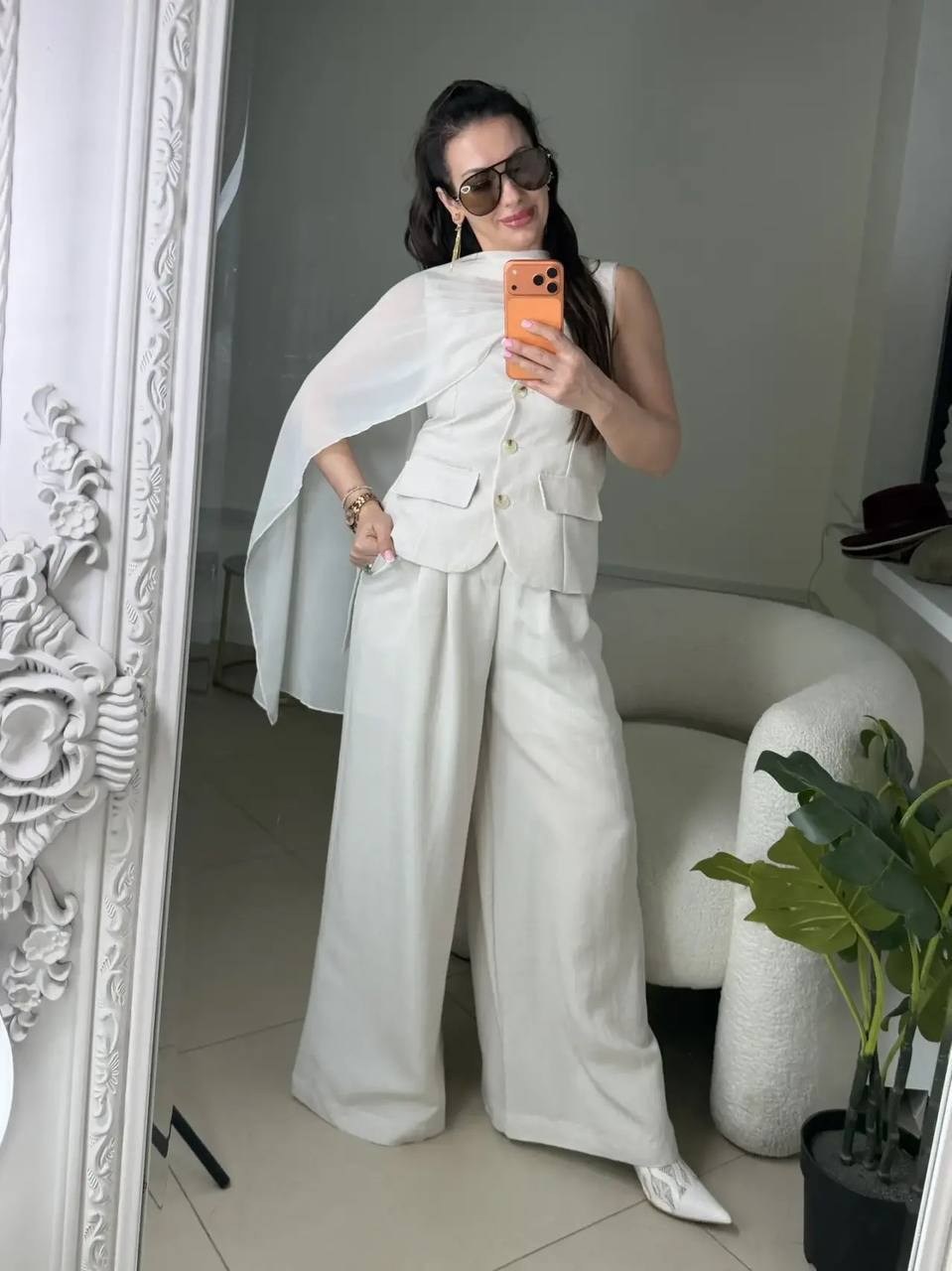 брючный костюм,льняной костюм женский,широкие брюки,льняной костюм,льняной брючный костюм