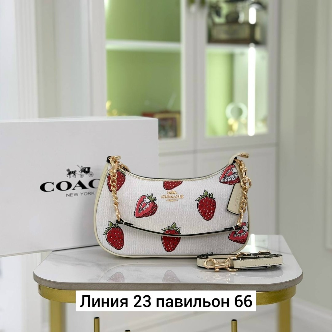 сумка женская coach,сумка coach,coach teri shoulder bag with cherry print cr290,женская сумка,сумка coach розовая