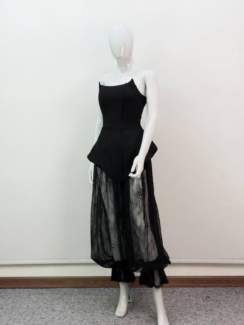 корсет с брюками,вечерний комплект брюки с сеткой и корсет,брючный костюм strekoza,свадебный брючный костюм для невесты,корсет вечерний