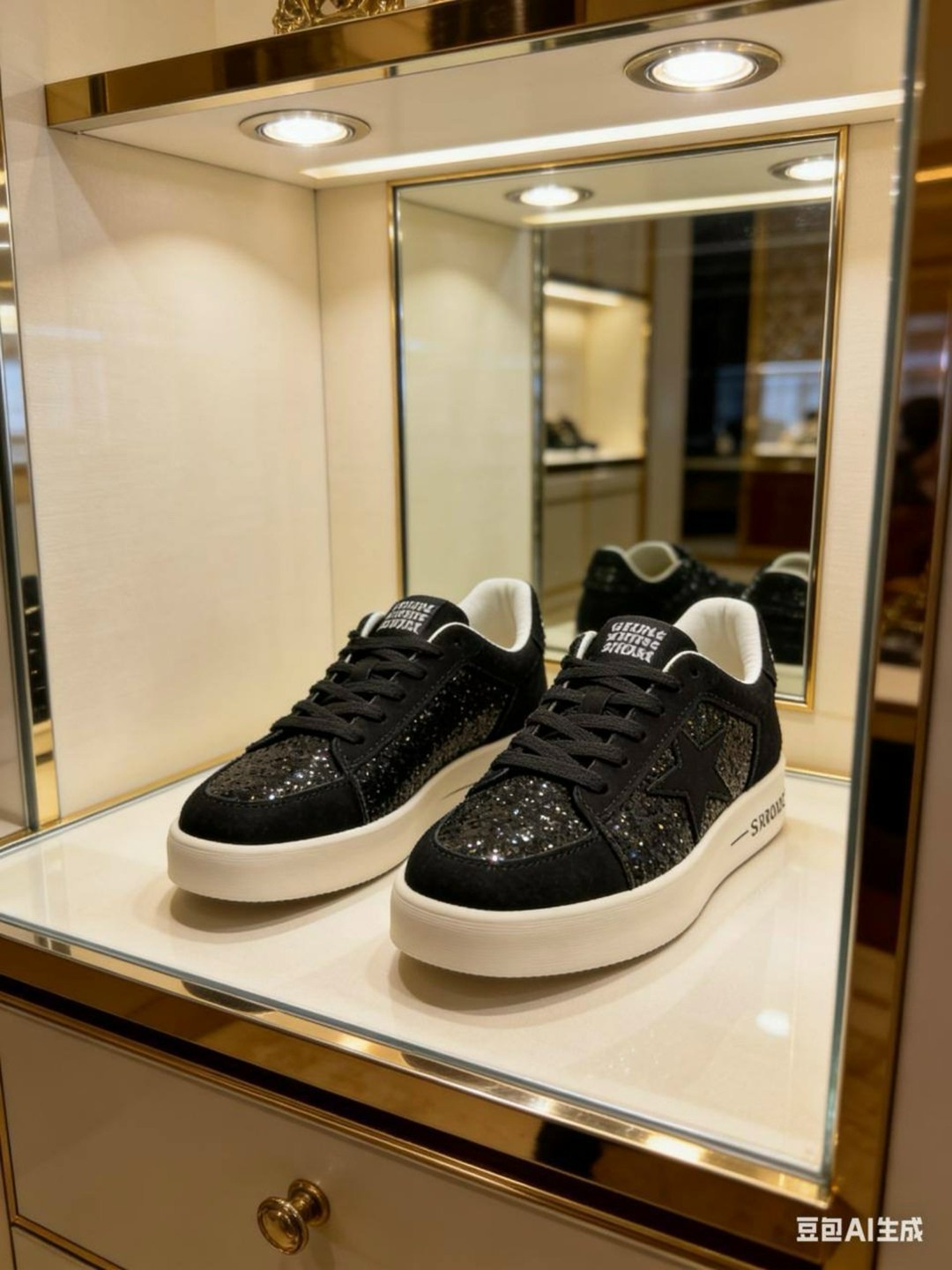 ,golden goose black glitter hi star sneakers,golden goose black glitter sneakers,голден гус кеды черные,кроссовки golden goose