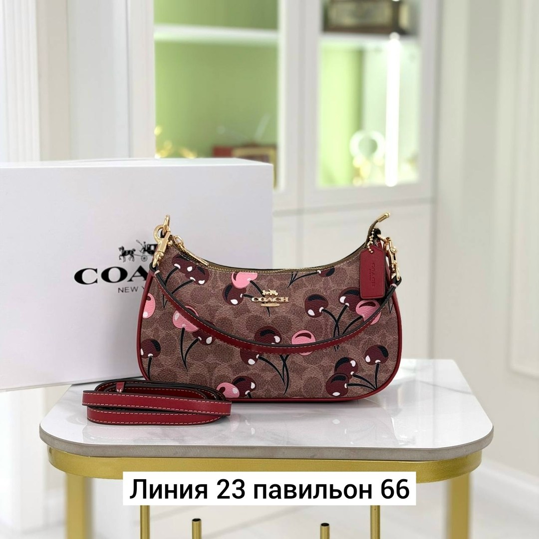 сумка женская coach,сумка coach,coach teri shoulder bag with cherry print cr290,женская сумка,сумка coach розовая