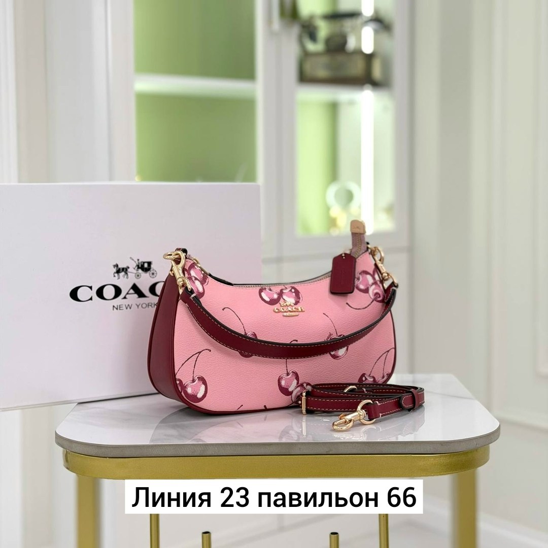 сумка женская coach,сумка coach,coach teri shoulder bag with cherry print cr290,женская сумка,сумка coach розовая