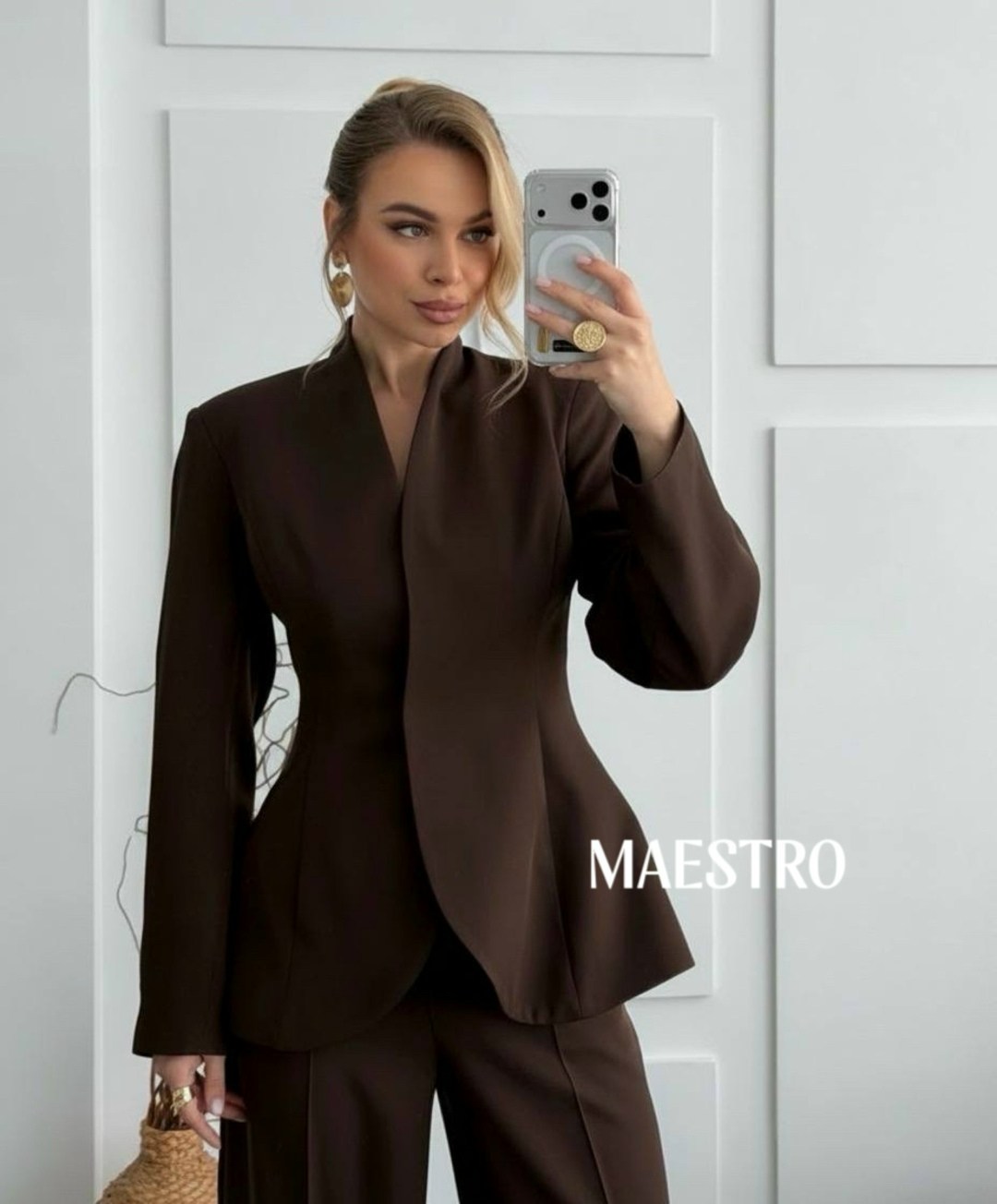 костюм брючный деловой с пиджаком классический mystique veil 225723301,костюм женский брючный,приталенный жакет,костюм брючной деловой,женский пиджак