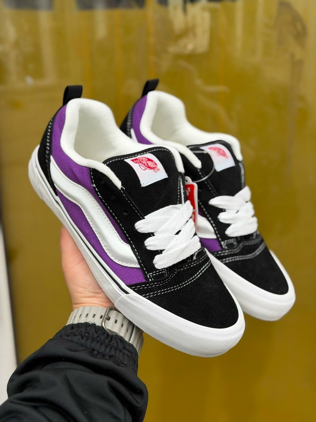 vans knu skool purple,кеды vans knu skool black purple,кроссовки,кеды vans knu skool vn0009qcb9p,vans knu skool black purple