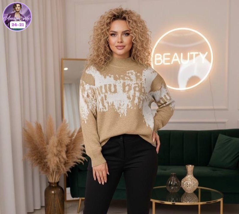 свитер женский,свитер вязаный с горлом новогодний с оленями gh fashion,кофта женская,свитер кофта,новогодний свитер